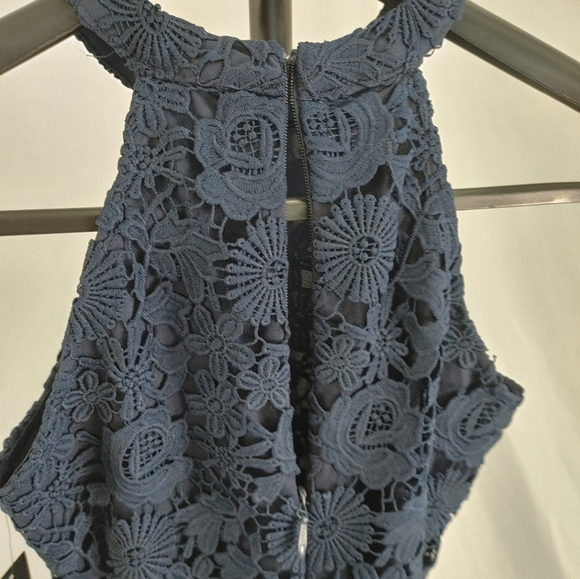 Lulus Navy Lace Cocktail Dress Small NWT Sleeveless Floral Mini - Picture 10 of 13